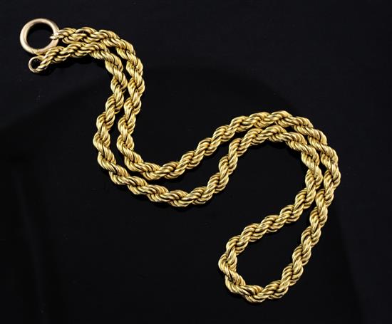 A gold ropetwist necklace, 16.5in.